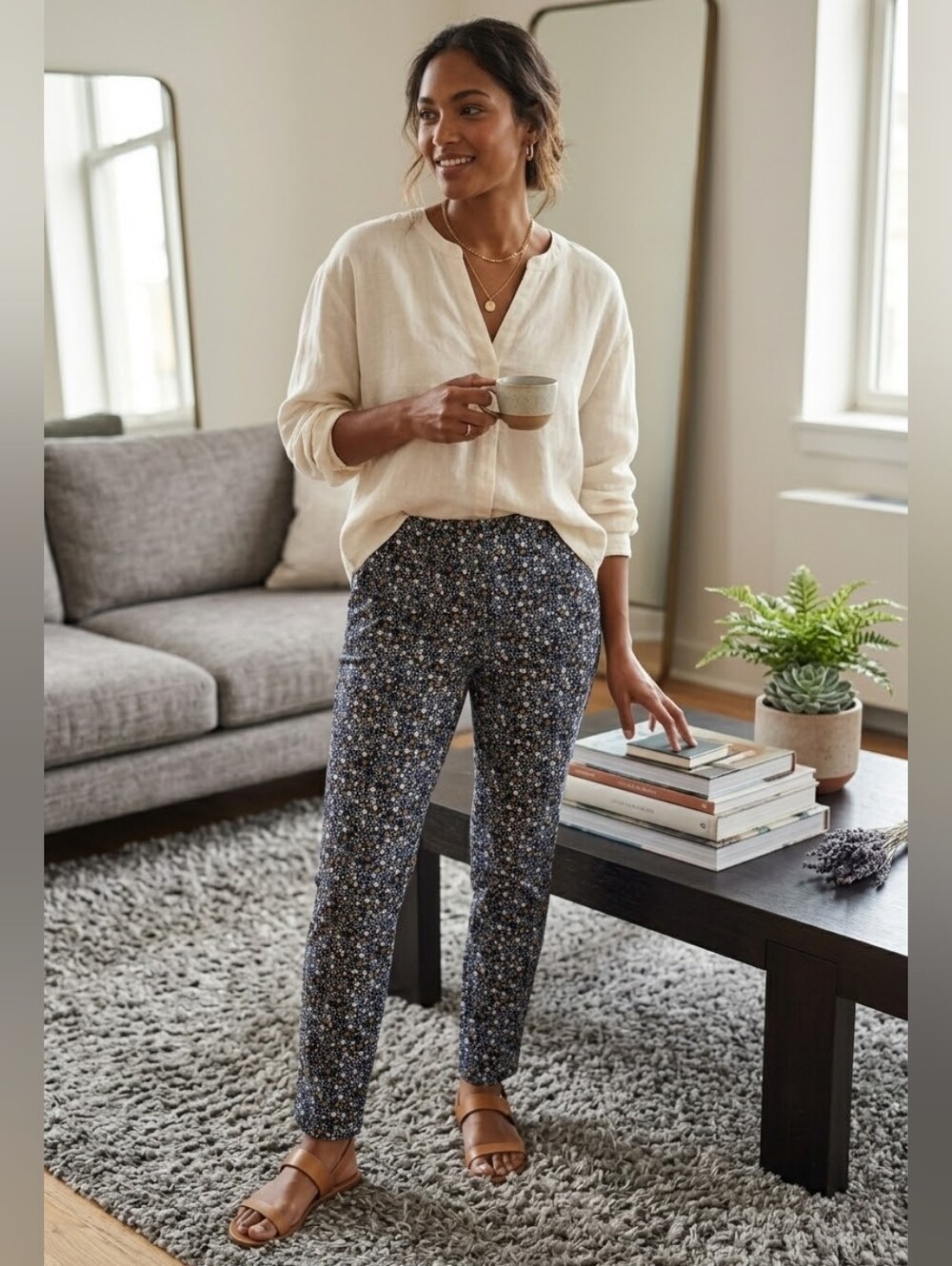 ILTM I Love Tyler Madison Floral Pull-On Pants – Medium